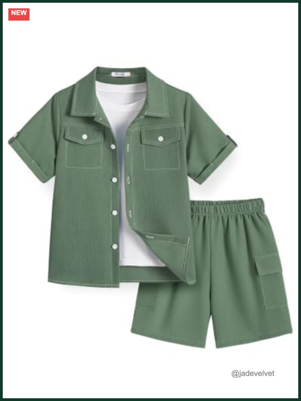 Boys' Woven Shorts Set Button Down Shirt Denim Shorts Casual Dressy